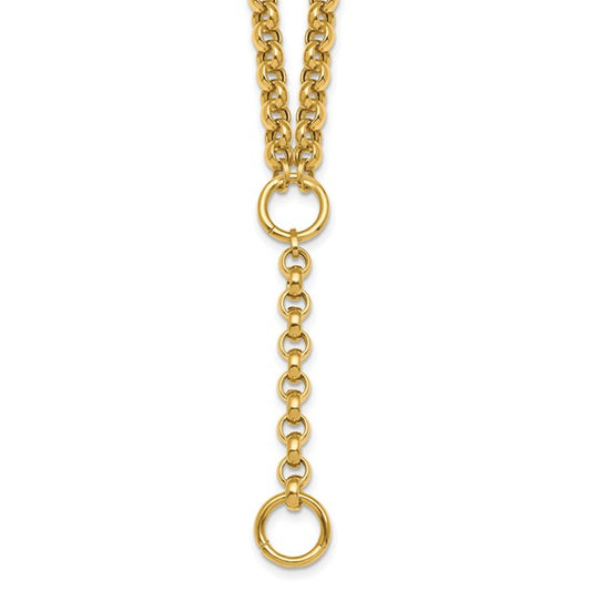 Herco 14K Polished Rolo Link Y-drop 18 inch Lariat Necklace
