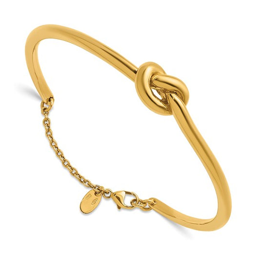 Herco 14K Polished Fancy Knot with Safety Chain Cuff Bracelet