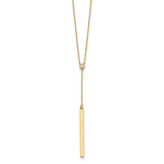 Herco 14K Polished Diamond Bar Y-Drop 16 inch with 2in ext. Necklace