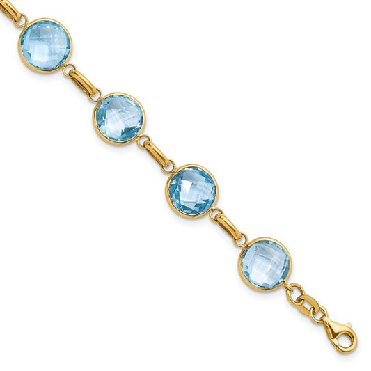 Herco 14K Polished Blue Topaz Circle with .25in Ext. Bracelet