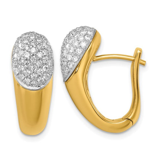 Herco 18K Two-tone Polished Diamond Teardrop Post Dangle Earrings