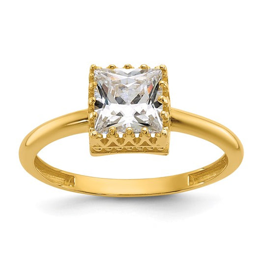 10k Tiara Collection Polished Square CZ Ring