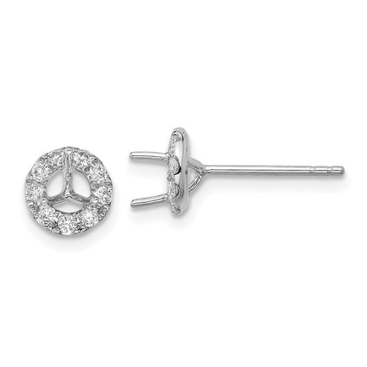 Herco 18K White Gold Rhodium-plated Polished 4.0mm Opening Diamond Halo Semi-Mount Post Earrings