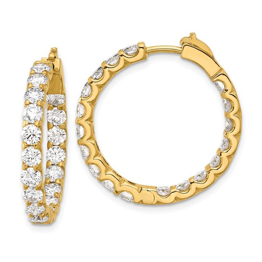 Herco 18K Yellow Gold Polished 4.5 Carat Diamond In and Out Hinged Round Hoop Earrings