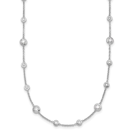 Herco 14K White Gold Diamond Stations 34 inch Necklace