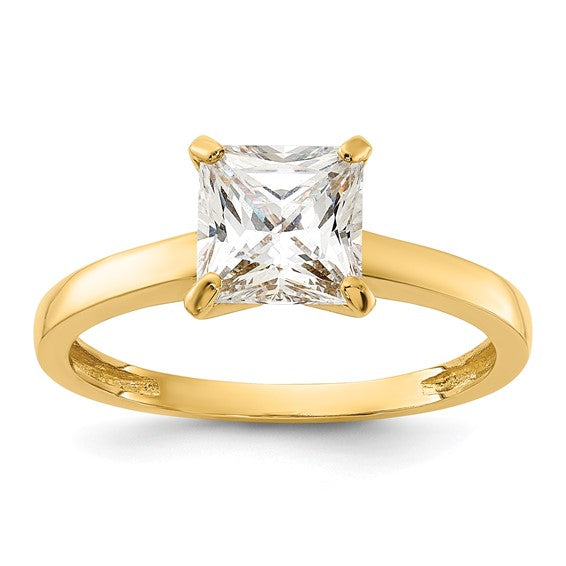 10K Polished Square CZ Solitaire Ring