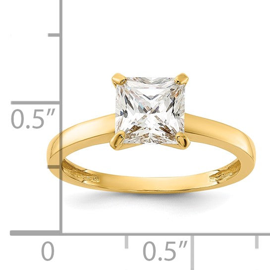 10K Polished Square CZ Solitaire Ring