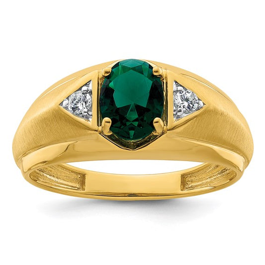 14K IBGoodman Men's Cr. Emerald Complete Lab Grown Diamond Ring