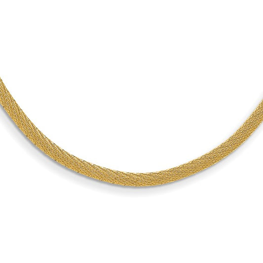Leslie's 14K Polished Textured Mesh with .75in ext. Necklace