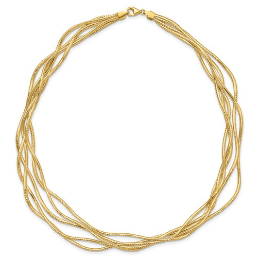 Leslie's 14K Mesh Diamond-cut 4-strand Wave Necklace