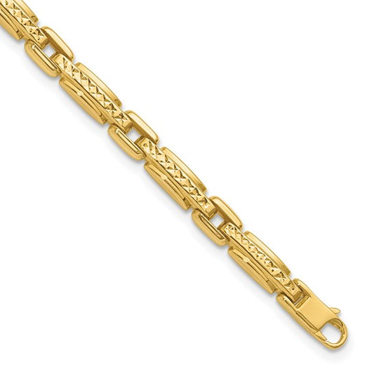 Leslie's 14K Polished Diamond-cut Fancy Link Reversible Bracelet