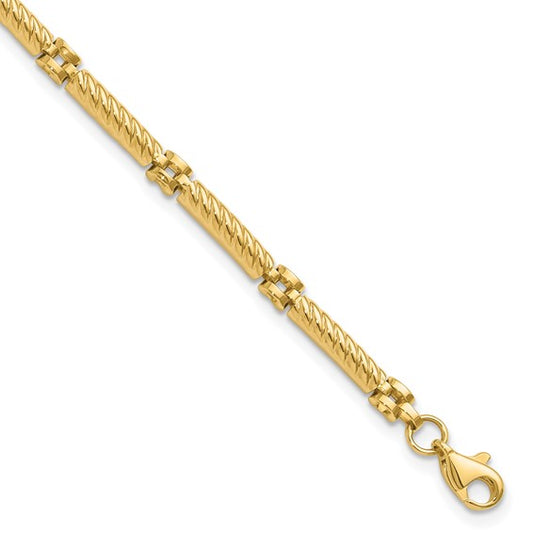 Leslie's 14K Polished and Textured Fancy Link Bracelet