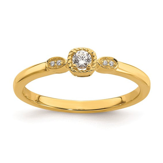 14k Rope Edge Petite 1/15 carat Round Diamond Complete Promise/Engagement Ring