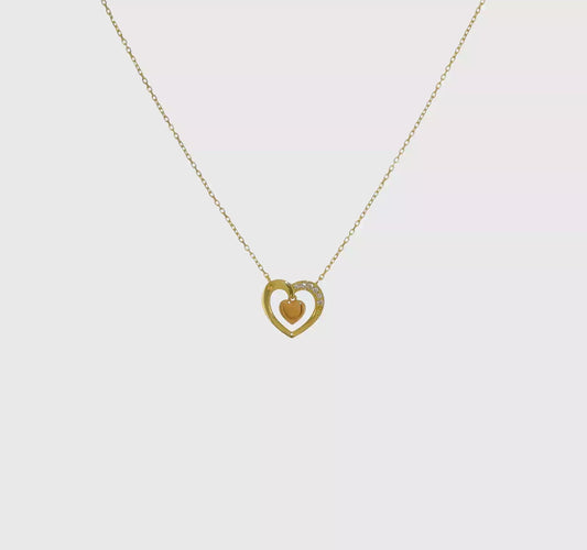 14K Two-Tone Hearts CZ 18 inch with 2 inch ext. Necklace
