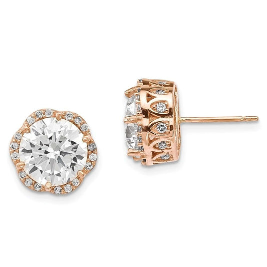10K Tiara Collection Rose Gold Polished CZ2 Post Earrings