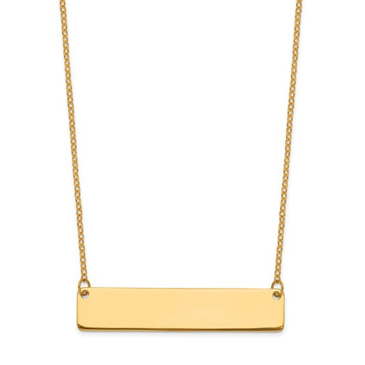 Herco 24K Polished Solid Classic Bar 18 Inch with 2 Inch Extension Necklace