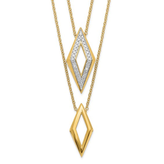 14k Polished Fancy Double Strand Diamond 16in Necklace