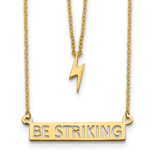 14k Two-Strand Polished Lightning and Be Striking Bar Necklace