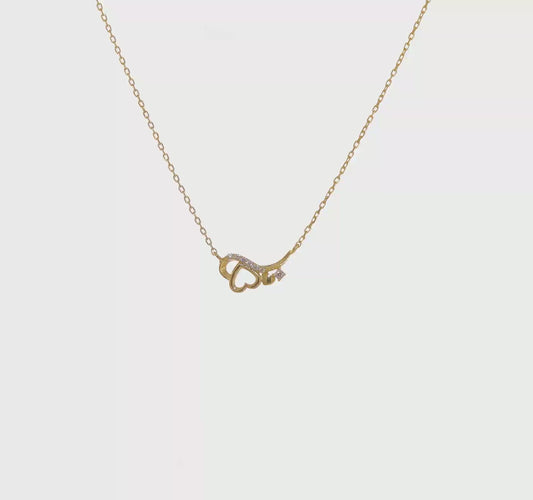 14k Polished CZ Heart with 1.25 in ext Necklace